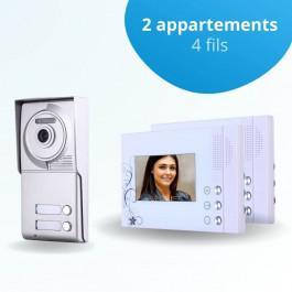 Portier interphone vidéo MODERN 2 Fils - 10 appartements - 10 écrans blancs  - BT Security