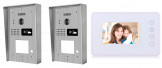 Portier interphone 2 entrées Modern en applique 2 fils 1 appartement / 2 platines avec lecteur de carte + 1 écran blanc