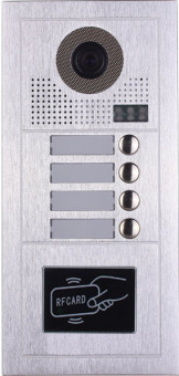Platine de rue PL619-4D pour 4 appartements 2 fils gamme PL avec lecteur de badge RFID