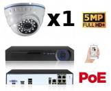 Kit vidéo-surveillance 1 caméra dome IP FullHD+ 5Mp POE