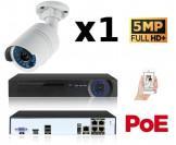 Kit vidéo-surveillance 1 caméra tube IP FullHD+ 5Mp POE