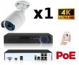Kit vidéo-surveillance 1 caméra tube IP UltraHD 4K - 8Mp POE