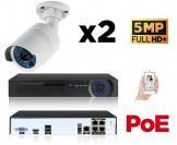 Kit vidéo-surveillance 2 caméras tube IP FullHD+ 5Mp POE
