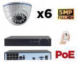 Kit vidéo-surveillance 6 caméras dome IP FullHD+ 5Mp POE