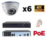 Kit vidéo-surveillance 6 caméras dome IP UltraHD 4K - 8Mp POE