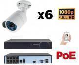 Kit vidéo-surveillance 6 caméras tube IP FullHD 1080P POE