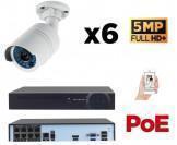 Kit vidéo-surveillance 6 caméras tube IP FullHD+ 5Mp POE