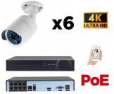 Kit vidéo-surveillance 6 caméras tube IP UltraHD 4K - 8Mp POE