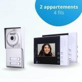 Portier interphone vidéo CLASSIC 4 Fils - 2 appartements - 2 écrans noirs