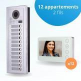  Portier interphone vidéo MODERN 2 Fils - 12 appartements - 12 écrans blancs
