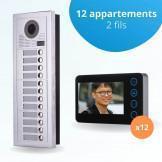Portier interphone vidéo MODERN 2 Fils - 12 appartements - 12 écrans noirs