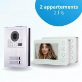 Portier interphone vidéo MODERN 2 Fils - 2 appartements - 2 écrans blancs