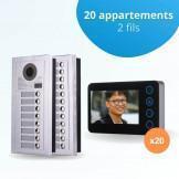 Portier interphone vidéo MODERN 2 Fils - 20 appartements - 20 écrans noirs