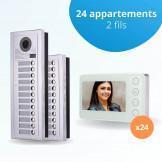 Portier interphone vidéo MODERN 2 Fils - 24 appartements - 24 écrans blancs
