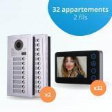 Portier interphone vidéo MODERN 2 Fils - 32 appartements - 32 écrans noirs