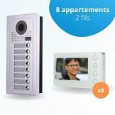 Nowoczesny 2 -Trread Video Intercom Porteur - 8 mieszkań - 8 białych ekranów