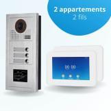 Interphone vidéo collectif pour copropriété de 2 appartements avec 2 écrans connectés 7 pouces