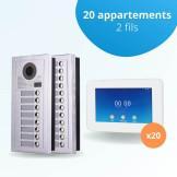 Interphone vidéo collectif pour copropriété de 3 appartements avec 3 écrans connectés 7 pouces