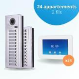 Interphone vidéo collectif pour copropriété de 24 appartements avec 24 écrans connectés 7 pouces
