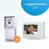 Portier interphone vidéo NEO 2 Fils pour 2 entrées - 1 appartement - 2 platines - 1 écran blanc