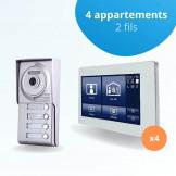 Portier interphone vidéo NEO 2 Fils - 4 appartements - 4 écrans tactiles SMART 7" blanc 
