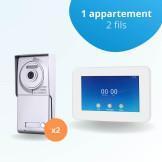 Interphone vidéo visiophone 1 appartement pour 2 entrées et 2 écrans connectés 7 pouces