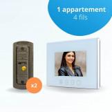 Portier interphone vidéo PINO 4 Fils pour 2 entrées - 1 appartement - 2 platines - 1 écran blanc 7" - avec mémoire photos