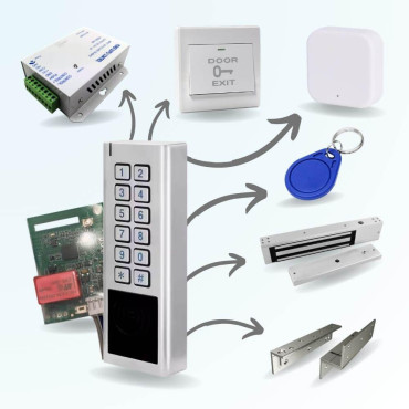 Kit de contrôle d'accès connecté à codes et badges LOCKY-4 anti vandalisme