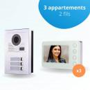Portier interphone vidéo MODERN 2 Fils - 3 appartements - 3 écrans blancs
