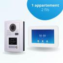 Portier interphone vidéo MODERN 2 Fils - 1 appartement - 1 écran tactile connecté 7" blanc - avec lecteur de badge