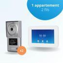 Portier interphone vidéo NEO 2 Fils pour 2 entrées - 1 appartement - 2 platines - 1 écran tactile connecté 7" blanc - avec lecteur de badge