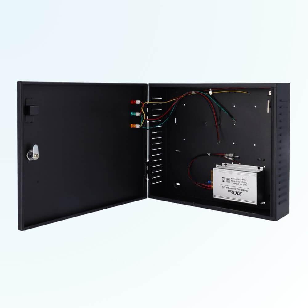 Boitier avec alimentation et emplacement batterie de secours pour carte ZKTeco INBIO-160, INBIO-260 ou INBIO-460