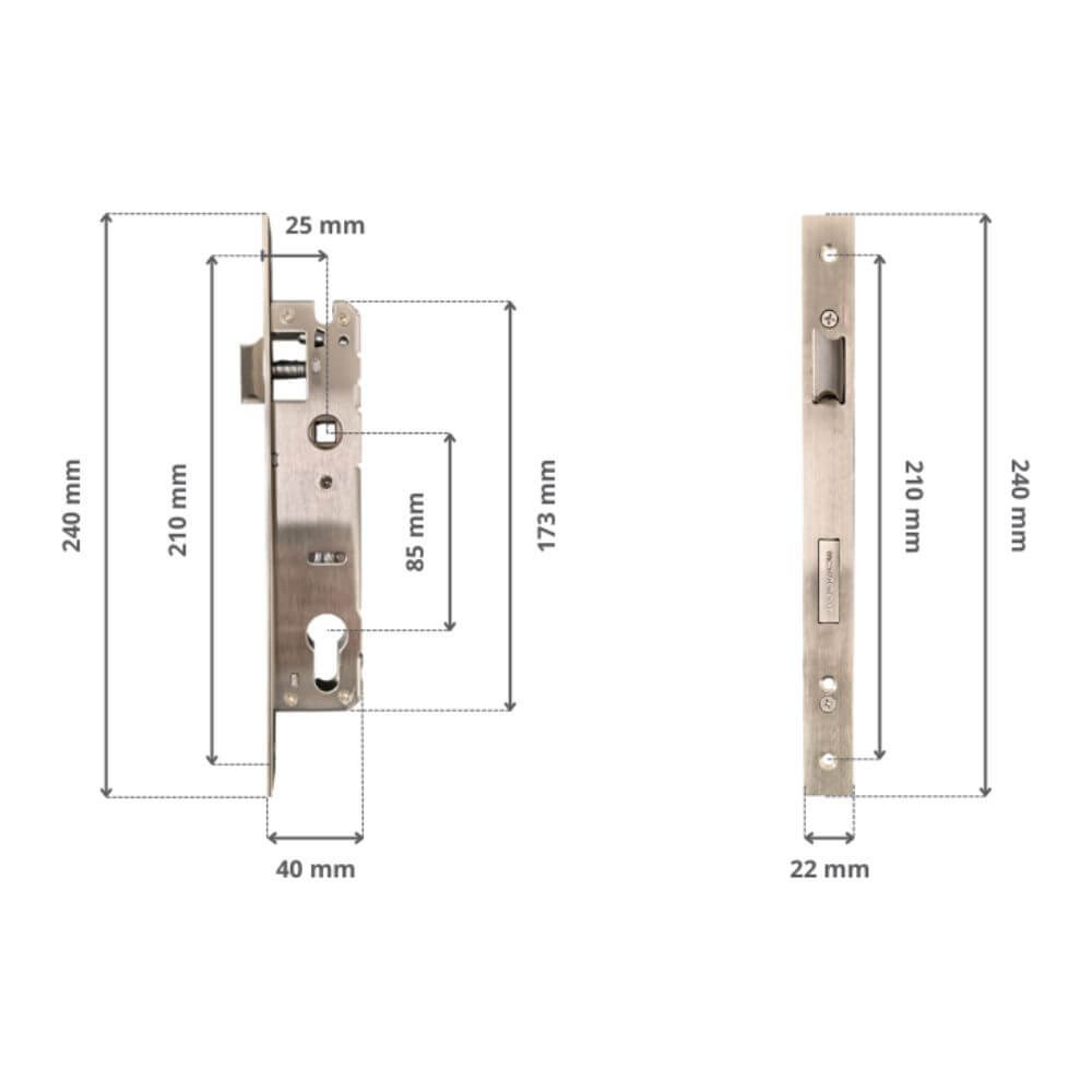 Dimensions Boitier serrure LOCKY 25/85