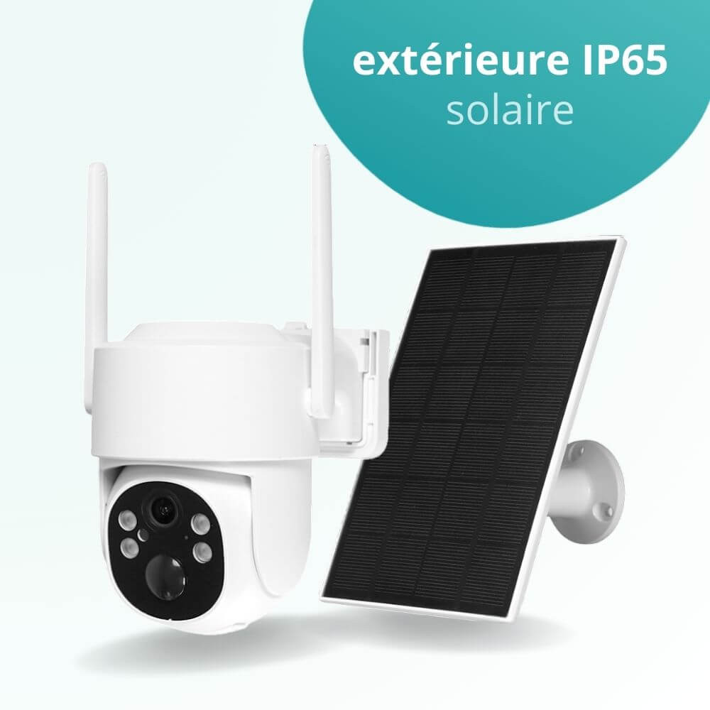 Caméra connectée extérieure WIFI rotative PTZ sans fil solaire