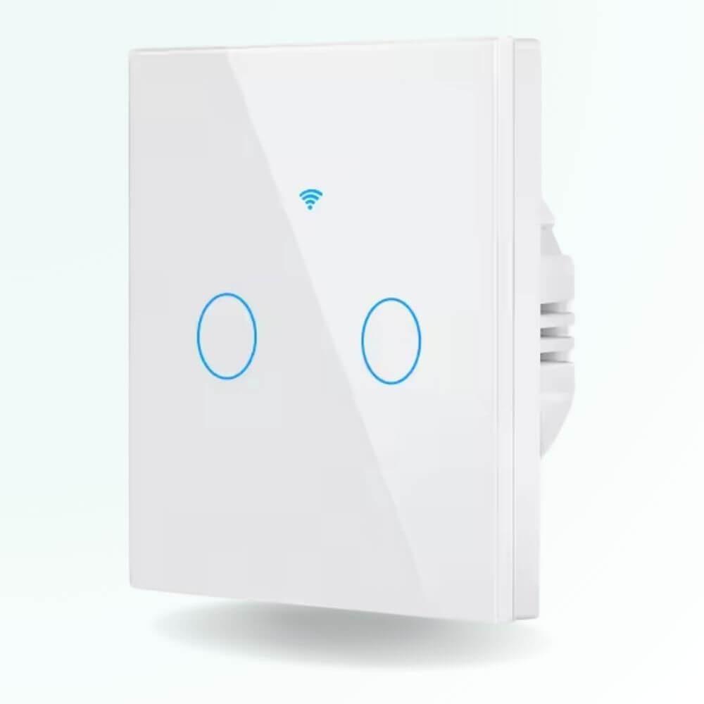 Interrupteur tactile connecté design WIFI RF 433 MHz - 2 boutons