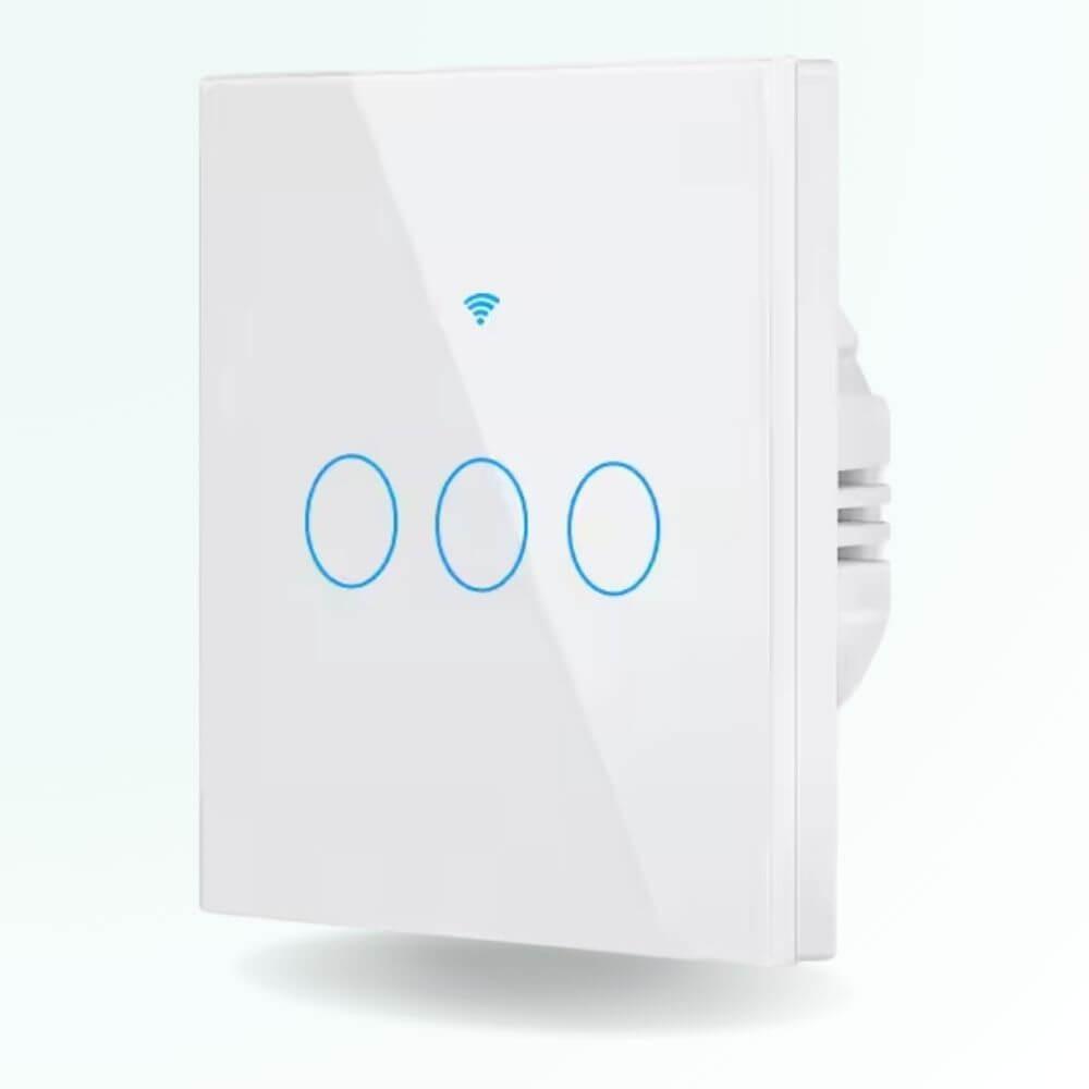 Interrupteur tactile connecté design WIFI RF 433 MHz - 3 boutons
