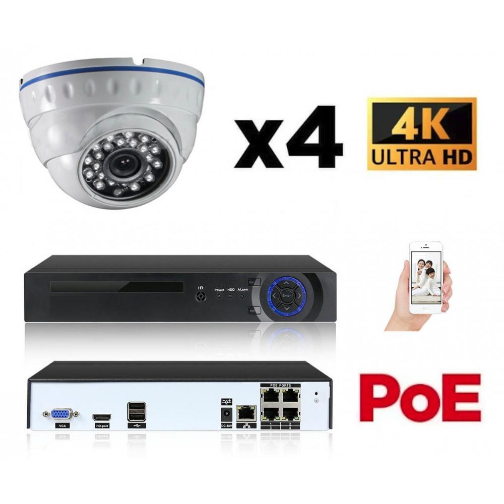 Kit vidéo surveillance 4 caméras 8Mp IP POE