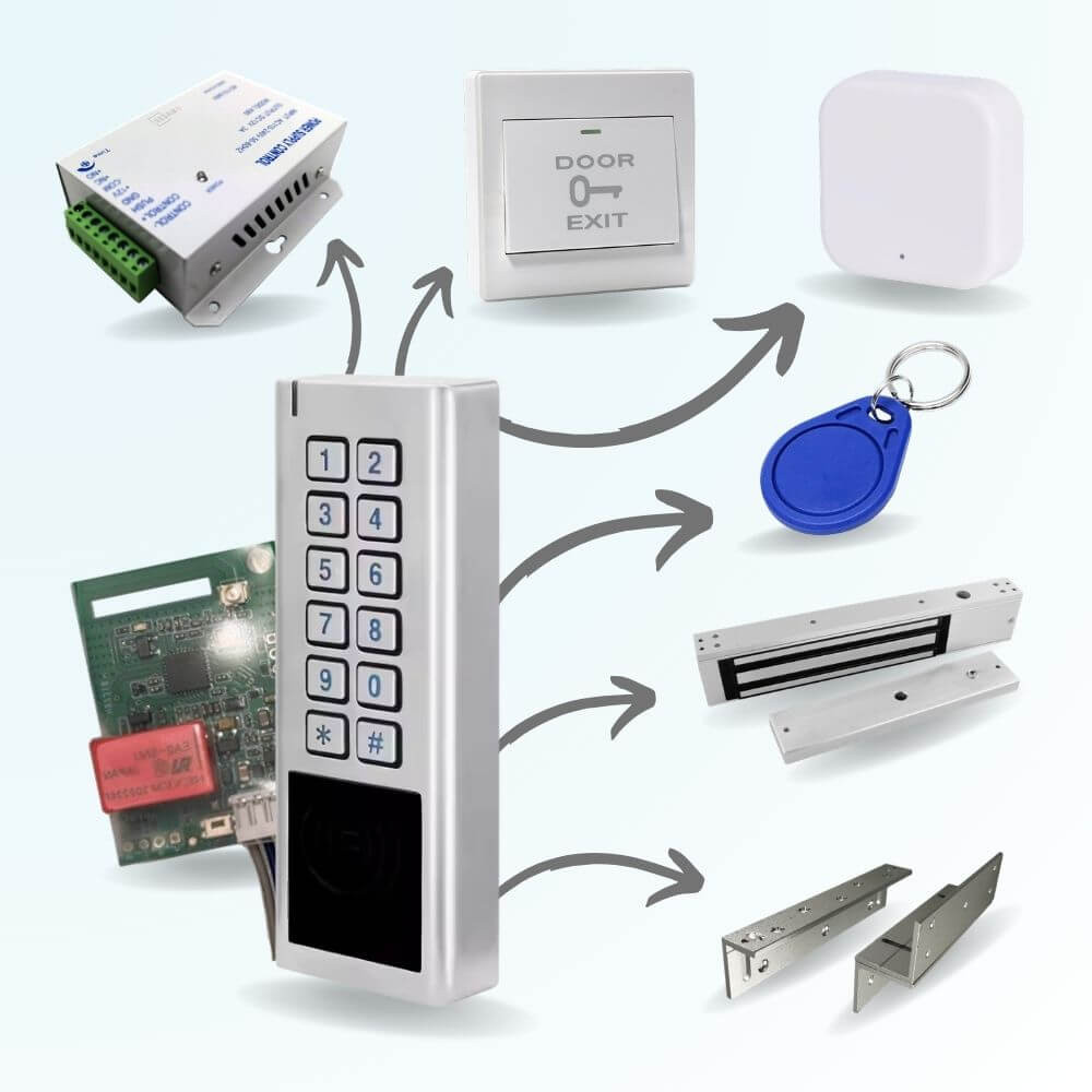 Kit de contrôle d'accès connecté à codes et badges LOCKY-4 anti vandalisme