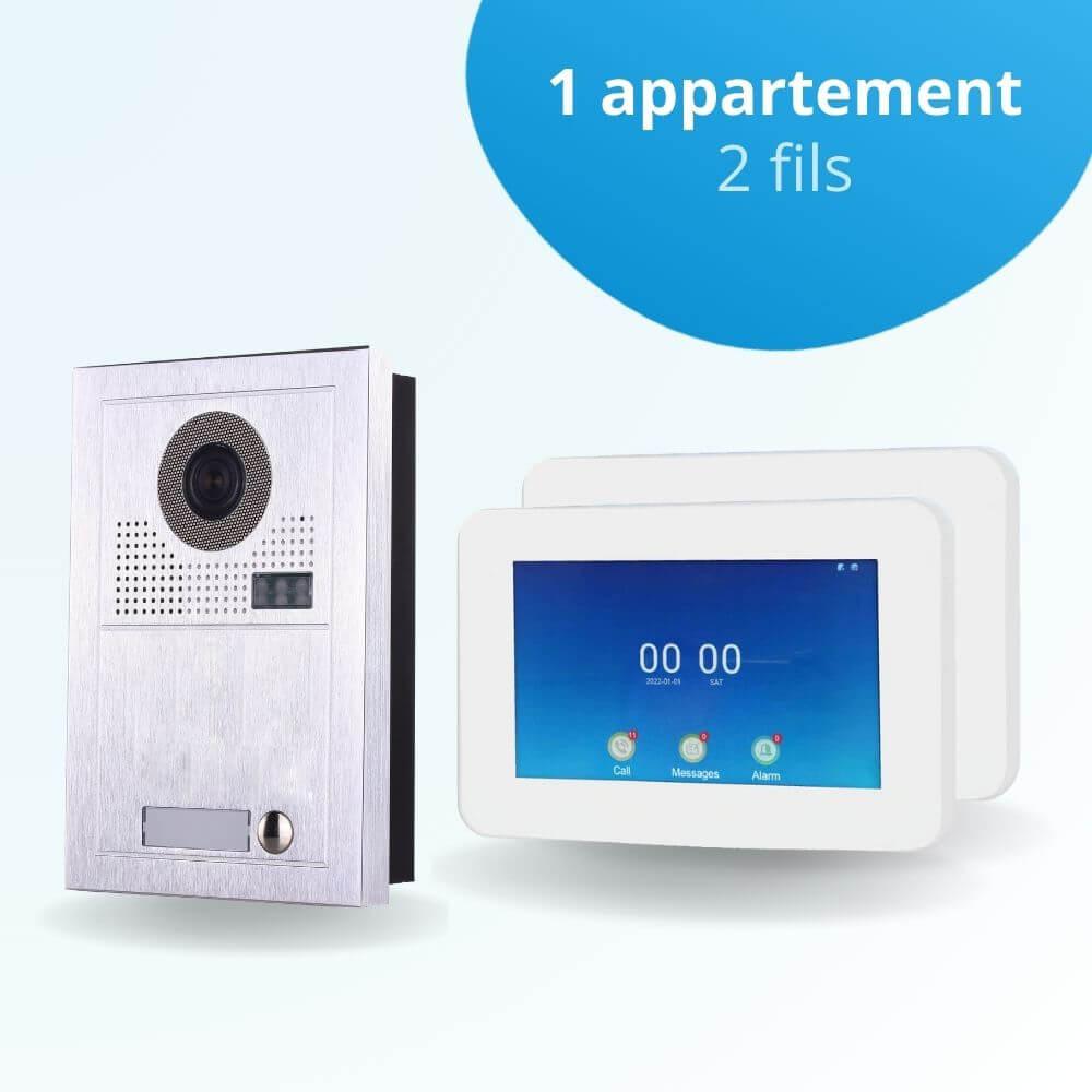 Interphone vidéo visiophone 1 appartement avec 2 écrans connectés 7 pouces