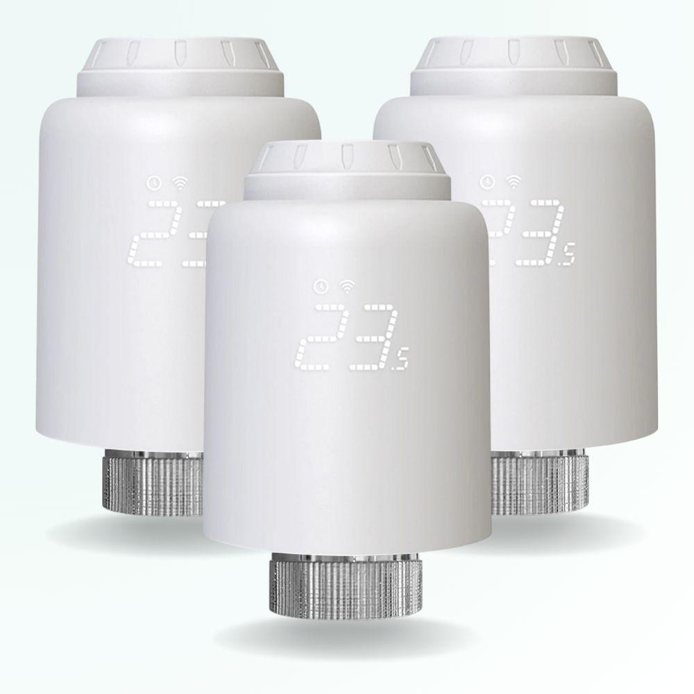 Pack de 3 têtes vannes thermostatiques pour radiateurs à eau chaude ZigBee 