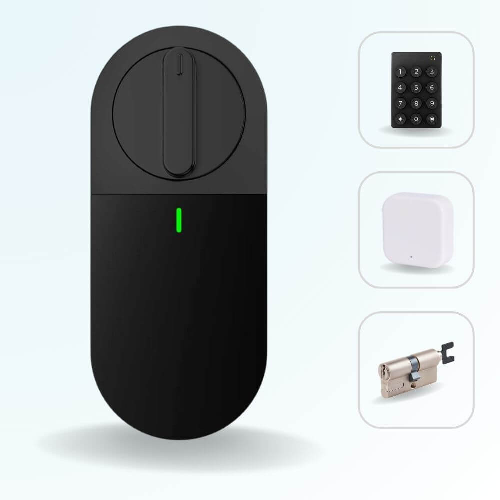 Pack serrure connectée LOCKY-4 Smart Lock 3.0 avec clavier, passerelle et cylindre ajustable
