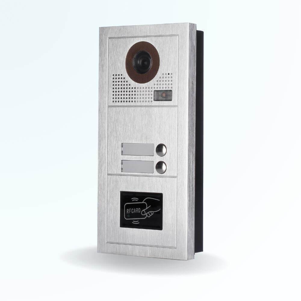 Platine de rue portier interphone 2 fils 2 boutons avec lecteur de cartes VIZIGUARD MODERN