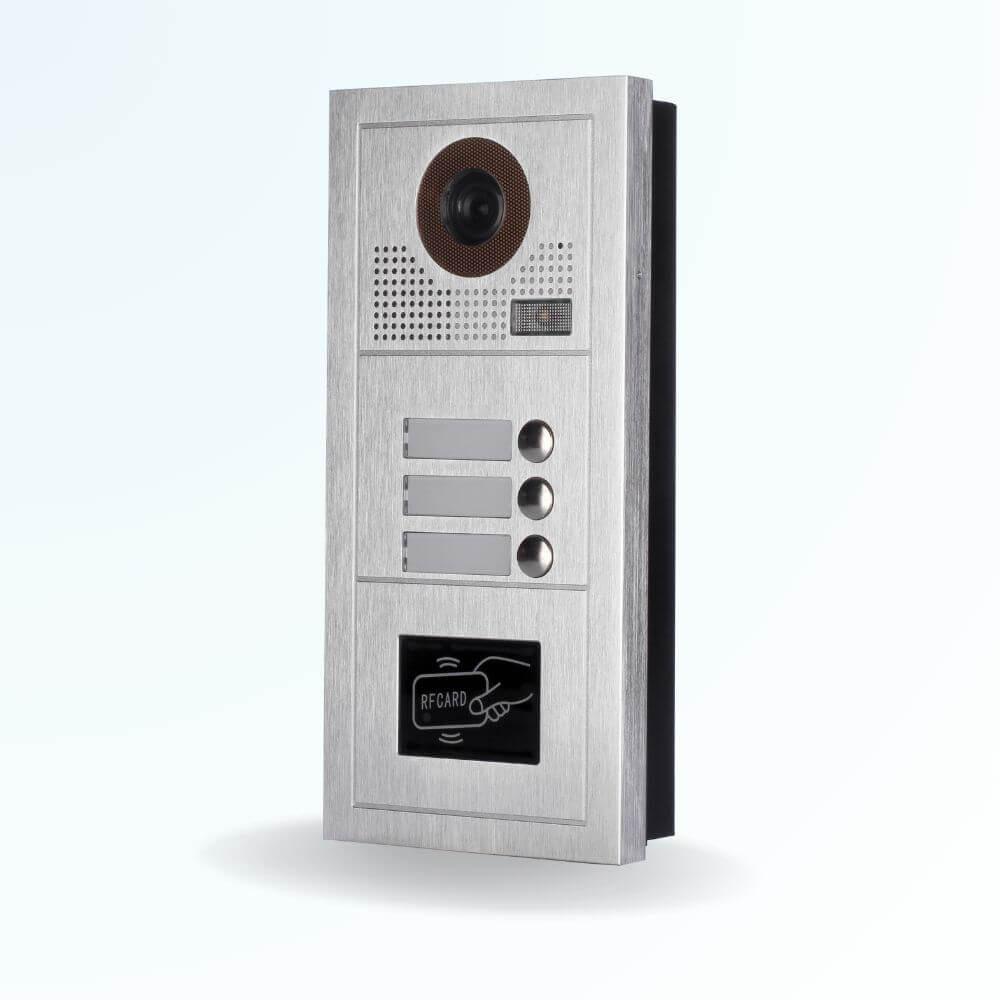 Platine de rue portier interphone 2 fils 3 boutons avec lecteur de cartes VIZIGUARD MODERN
