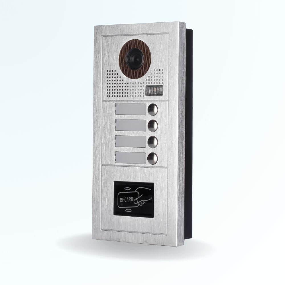 Platine de rue portier interphone 2 fils 4 boutons avec lecteur de cartes VIZIGUARD MODERN