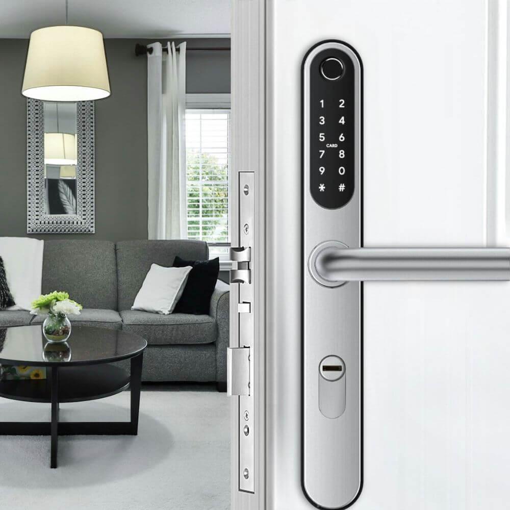 Serrure connectée à empreintes, codes et badges LOCKY-9 V4