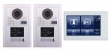 Portier interphone 2 entrées Modern 2 fils 1 appartement / 2 platines avec lecteur de carte + 1 écran tactile 7" SMART