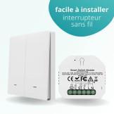 Interrupteur double allumage sans fil connecté radio RF 433