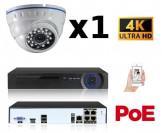 Kit vidéo-surveillance 1 caméra dome IP UltraHD 4K - 8Mp POE