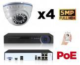 Kit vidéo surveillance 4 caméras 5Mp IP POE