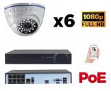 Kit vidéo-surveillance 6 caméras dome IP FullHD 1080P POE
